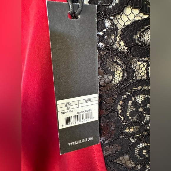 BB Dakota Maroon Casual Sleeveless Slip Dress Plus Size Lace Front/Back 1X NWT - Picture 6 of 13